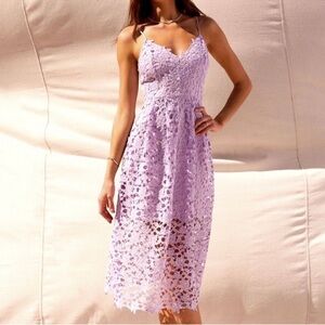 ASTR Lavender Lace Midi Dress